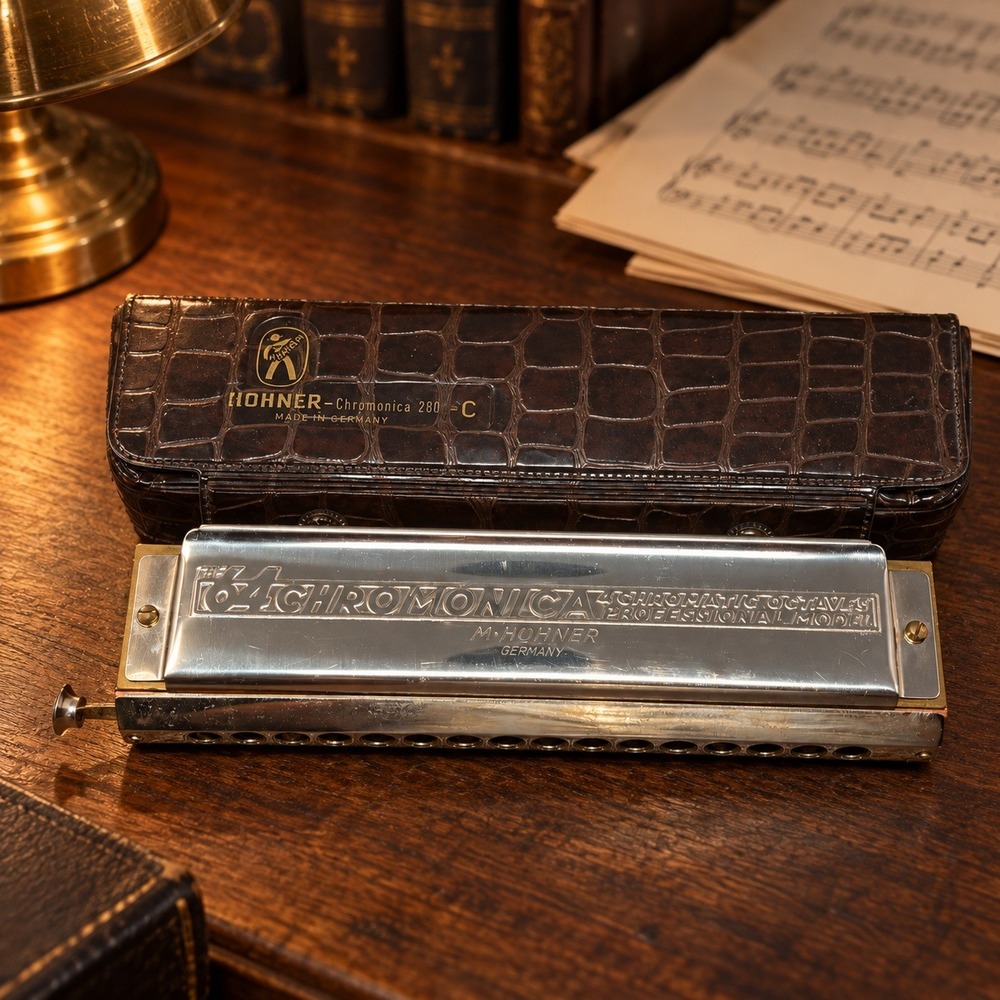 Vintage Hohner 64 Chromonica 280 C Harmonica Professional Germany w/ Case